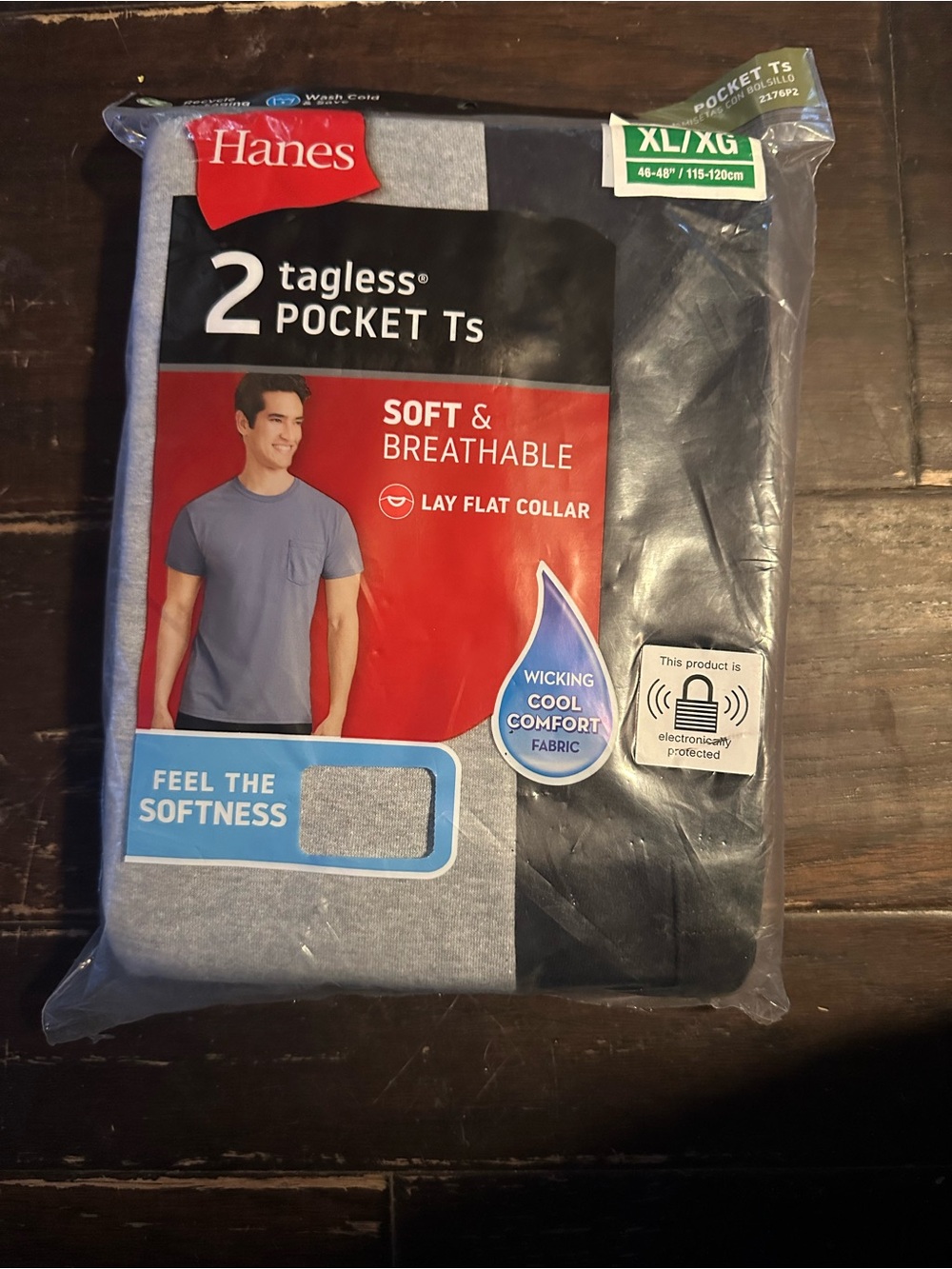 Hanes Men's Tagless Pocket T-Shirts - Gray & Black - 2 Pack